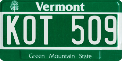 VT license plate KOT509
