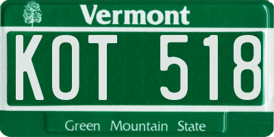 VT license plate KOT518