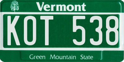 VT license plate KOT538