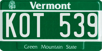 VT license plate KOT539