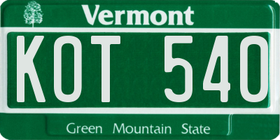 VT license plate KOT540