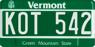VT license plate KOT542