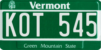 VT license plate KOT545