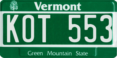 VT license plate KOT553