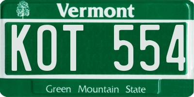 VT license plate KOT554