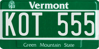 VT license plate KOT555