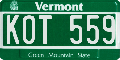 VT license plate KOT559