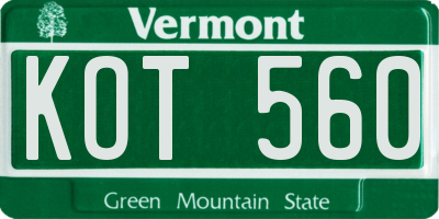 VT license plate KOT560