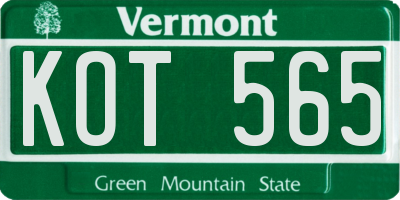 VT license plate KOT565