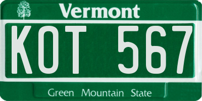 VT license plate KOT567