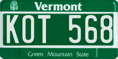 VT license plate KOT568
