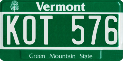 VT license plate KOT576