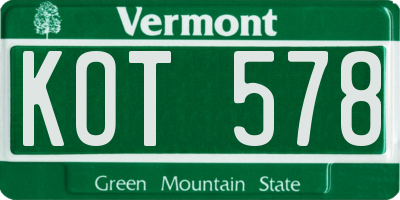 VT license plate KOT578