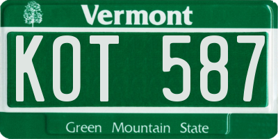 VT license plate KOT587