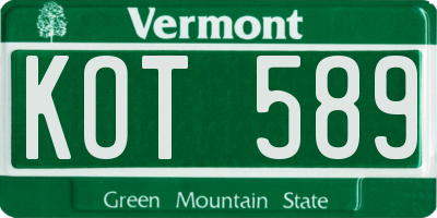 VT license plate KOT589