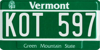 VT license plate KOT597
