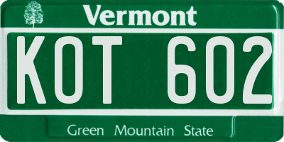 VT license plate KOT602