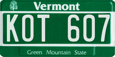 VT license plate KOT607