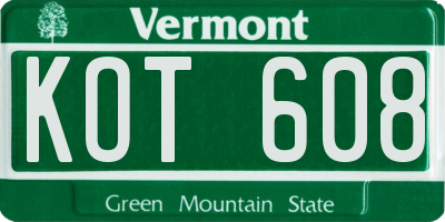 VT license plate KOT608