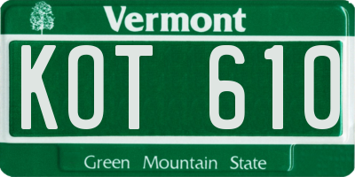 VT license plate KOT610