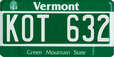 VT license plate KOT632