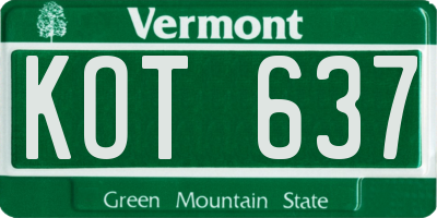 VT license plate KOT637