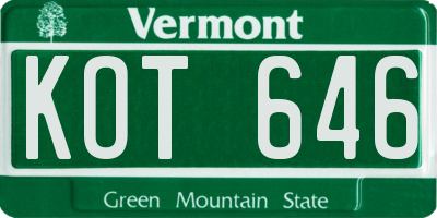 VT license plate KOT646