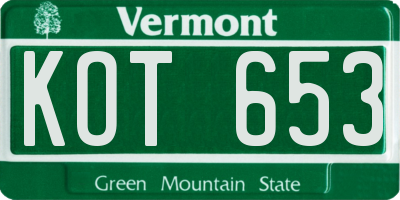 VT license plate KOT653
