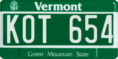 VT license plate KOT654