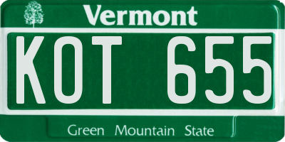 VT license plate KOT655
