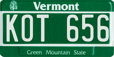 VT license plate KOT656