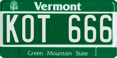 VT license plate KOT666