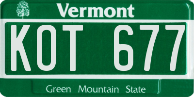 VT license plate KOT677