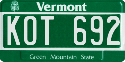 VT license plate KOT692