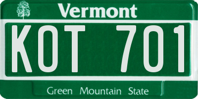 VT license plate KOT701