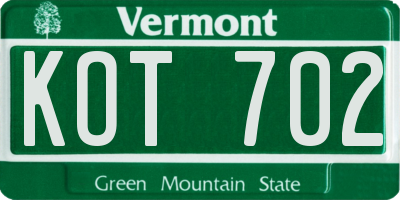 VT license plate KOT702