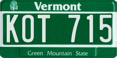 VT license plate KOT715
