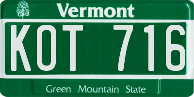 VT license plate KOT716