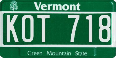 VT license plate KOT718