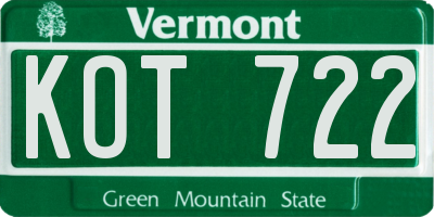 VT license plate KOT722