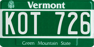 VT license plate KOT726
