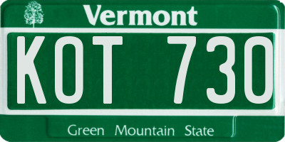 VT license plate KOT730