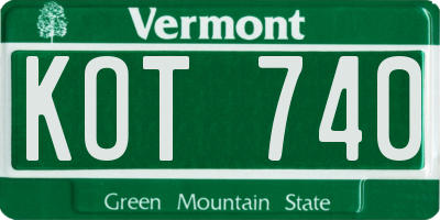 VT license plate KOT740