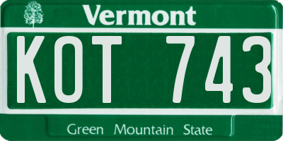 VT license plate KOT743