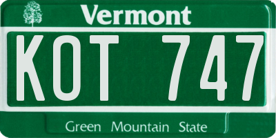 VT license plate KOT747