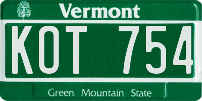 VT license plate KOT754