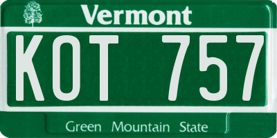 VT license plate KOT757