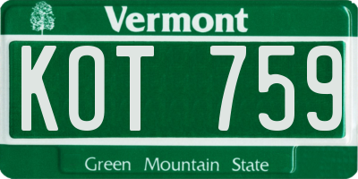 VT license plate KOT759