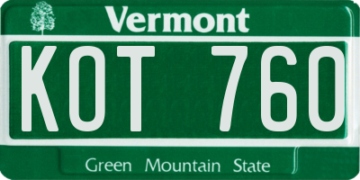 VT license plate KOT760