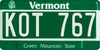 VT license plate KOT767